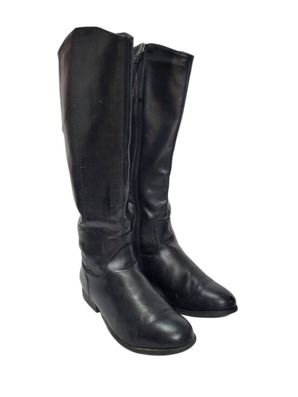 Black Knee-High Riding Boots With Side Zipper Closure For Women